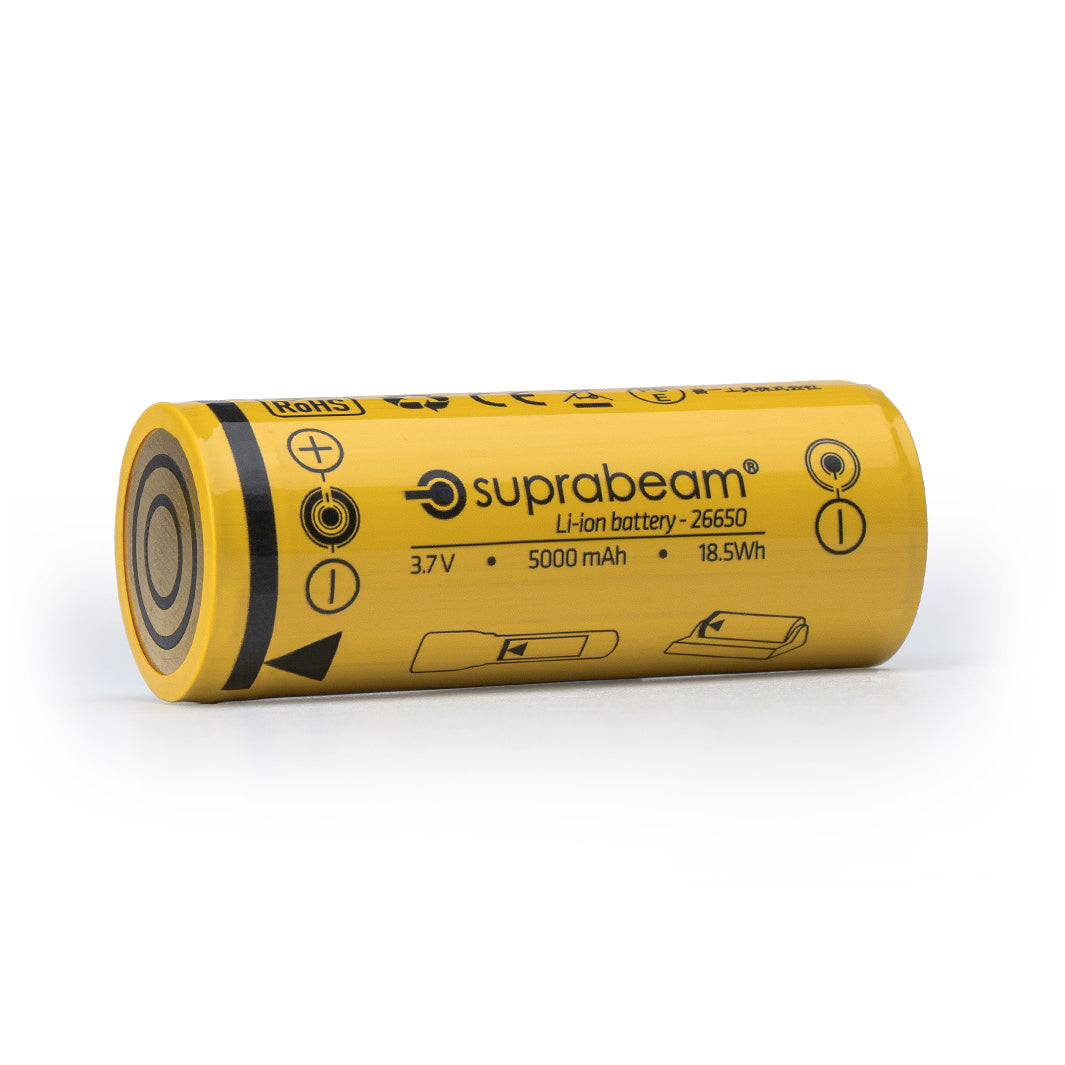 Battery: Li-ion 26650 (5'000 mAh for Q7xrs)